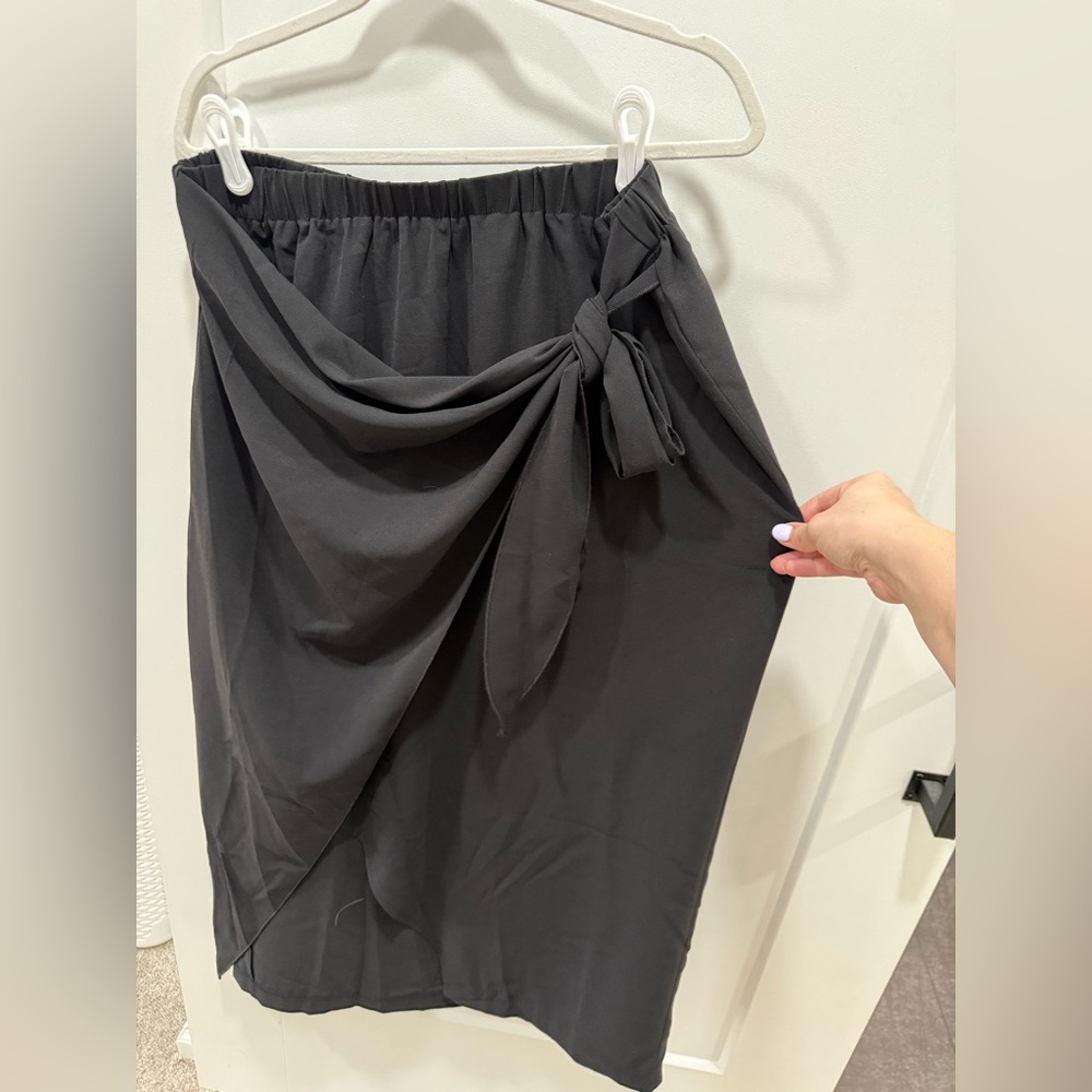 Amazon Black Midi Wrap Skirt